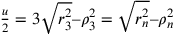 \frac{u}{2}=3\sqrt{r_3^2}–\rho_3^2=\sqrt{r_n^2}–\rho_n^2