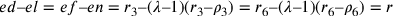 ed–el=ef–en=r_3–(\lambda–1)(r_3–\rho_3)=r_6–(\lambda–1)(r_6–\rho_6)=r