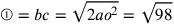 ①=bc=\sqrt{2ao^2}=\sqrt{98}